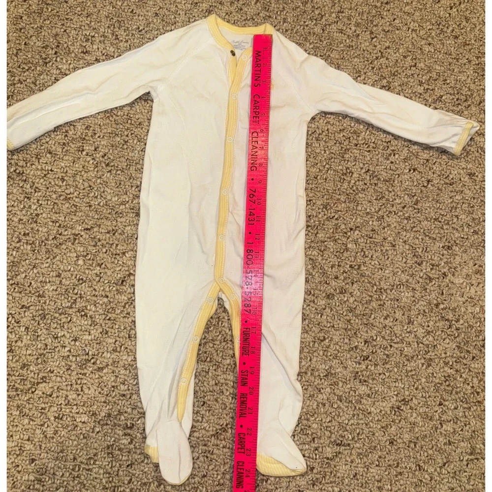 Ralph Lauren Baby White Yellow Striped Trim Footed Romper Sleeper 9M 9 Months